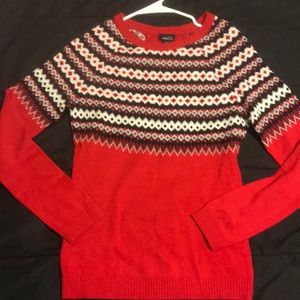 Red black and white long sleeve shirt